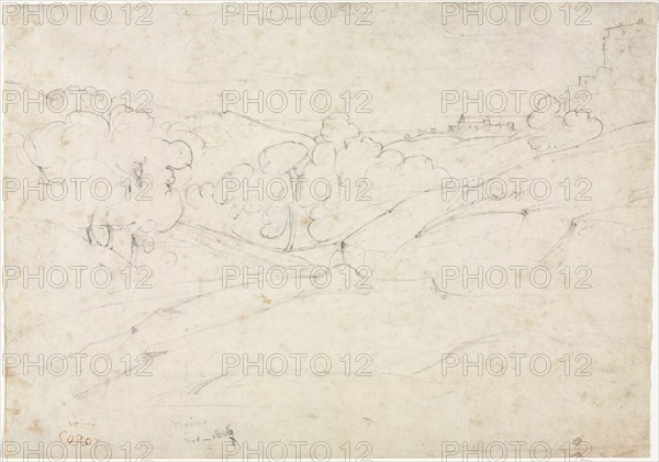 View of Marino (recto); Sketch for a Landscape (verso), 1827. Creator: Jean Baptiste Camille Corot (French, 1796-1875).