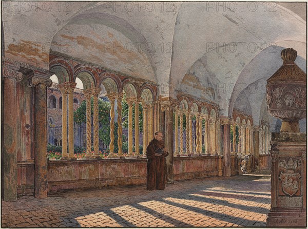 View of the Cloister of San Giovanni in Laterano, Rome, 1836. Creator: Jakob Alt (Austrian, 1789-1872).