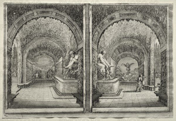 Views of the Villa of Pratolino: Two Views of the Grotto. Creator: Stefano Della Bella (Italian, 1610-1664).
