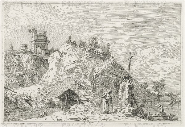 Views: A Pilgrim at Prayer, 1735-1746. Creator: Antonio Canaletto (Italian, 1697-1768).