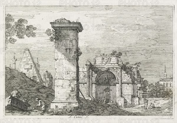 Views: Le Pilier isolè, 1735-1746. Creator: Antonio Canaletto (Italian, 1697-1768).