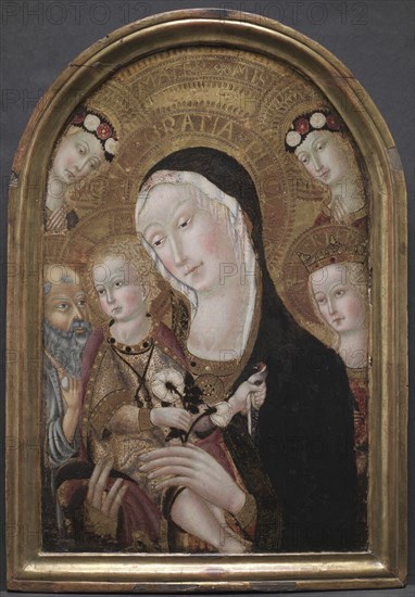 Virgin and Child with Saint Jerome and Saint Catherine of Alexandria, c. 1450. Creator: Carolino da Viterbo (Italian).