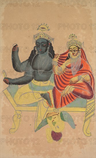 Vishnu and Lakshmi, 1800s. Creator: Unknown.