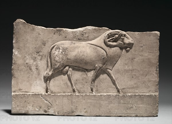 Votive Relief of a Ram Deity, 305-30 BC. Creator: Unknown.