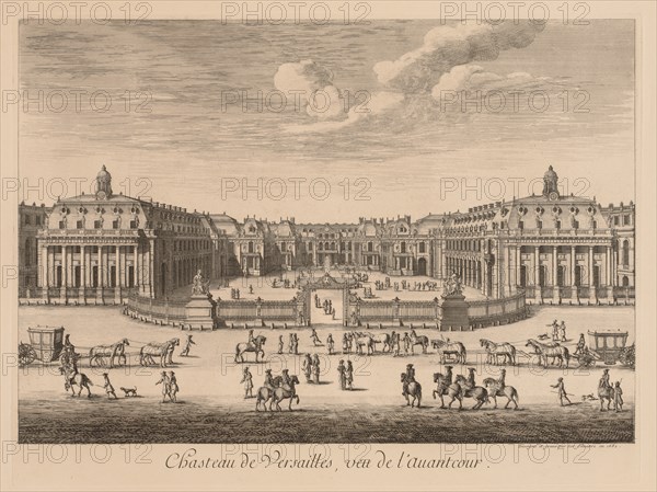 Vue du Château de Versailles, vu de lavant-cour, 1682. Creator: Israël Silvestre (French, 1621-1691).