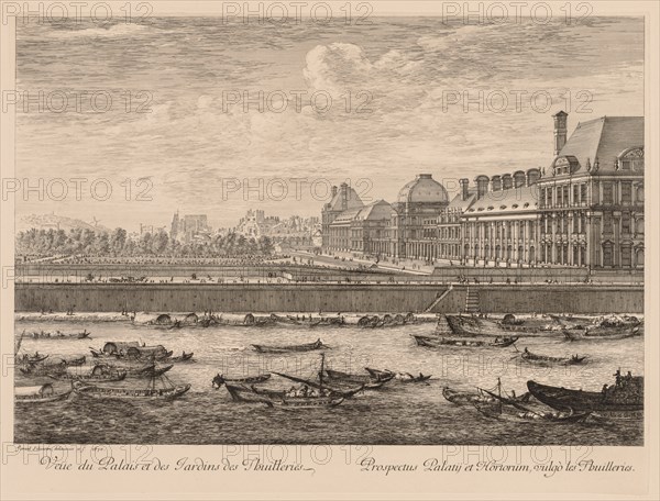 Vue du palais et des jardins des Tuileries, du côté du quai, 1670. Creator: Israël Silvestre (French, 1621-1691).