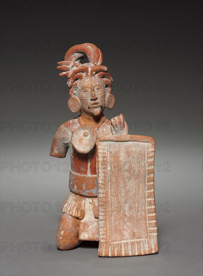 Warrior Figurine with Shield, 600-900. Creator: Unknown.