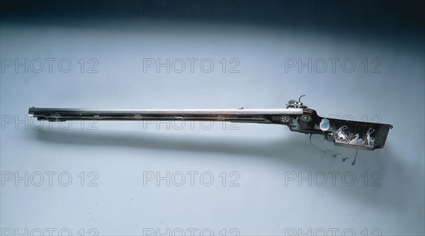 Wheel-Lock Hunting Rifle, mid-1600s. Creator: Hans Schmidt (Austrian, 1669).