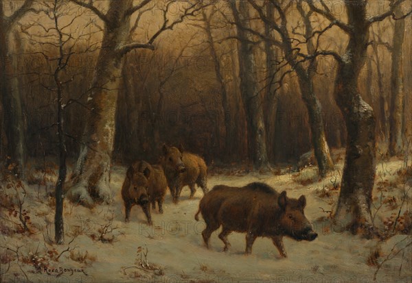 Wild Boars in the Snow, c. 1872-1877. Creator: Rosa Bonheur (French, 1822-1899).