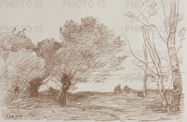 Willows and Poplars, 1871. Creator: Jean Baptiste Camille Corot (French, 1796-1875); Robaut.