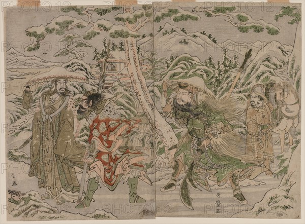 Winter Scene from the Romance of the Three Kingdoms, c. 1790. Creator: Kitagawa Utamaro (Japanese, 1753?-1806).