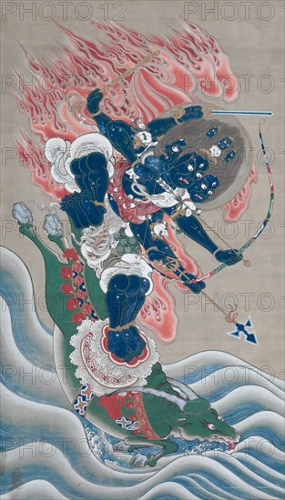 Wisdom King of Great Awe-inspiring Power (Daiitoku myoo), mid-1800s. Creator: Unknown.