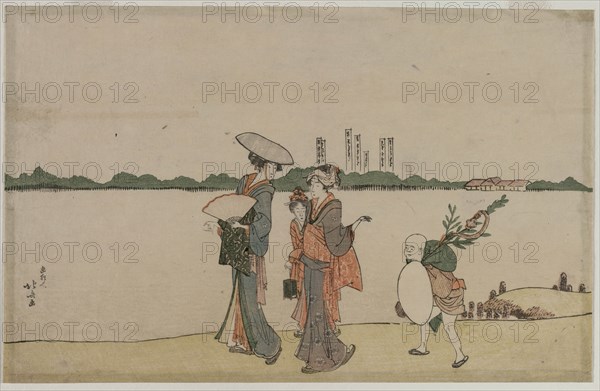 Women and Children Walking Along the Sumida River, early 1800s. Creator: Katsushika Hokusai (Japanese, 1760-1849).