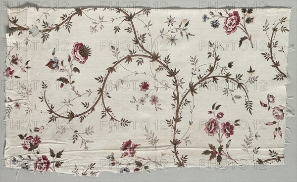 Woodblock Printed Cotton Fragment, 1785. Creator: Unknown.