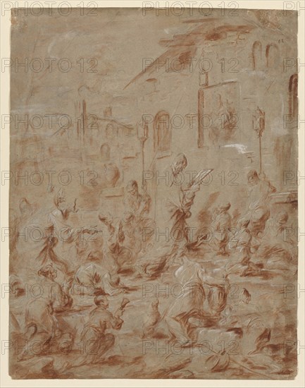 Worshippers at a Street Shrine, 1730/40. Creator: Alessandro Magnasco (Italian, 1667-1749).