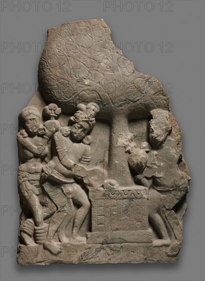 Worshippers Giving Offerings to the Bodhi Tree, 100s. Creator: Unknown.