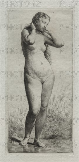 Young woman bathing. Creator: Charles-Émile Jacque (French, 1813-1894).