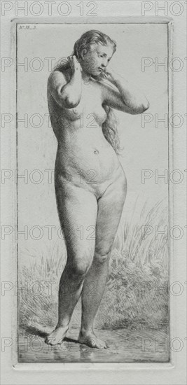 Young woman bathing. Creator: Charles-Émile Jacque (French, 1813-1894).