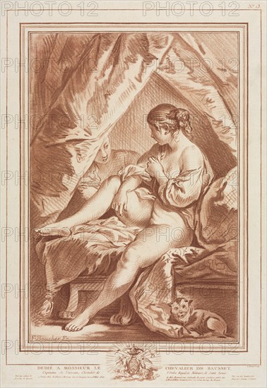 Young Woman Seated on a Bed, before 1764. Creator: Louis-Marin Bonnet (French, 1736-1793).