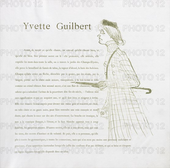 Yvette Guilbert-French Series: No. 1, 1894. Creator: Henri de Toulouse-Lautrec (French, 1864-1901).