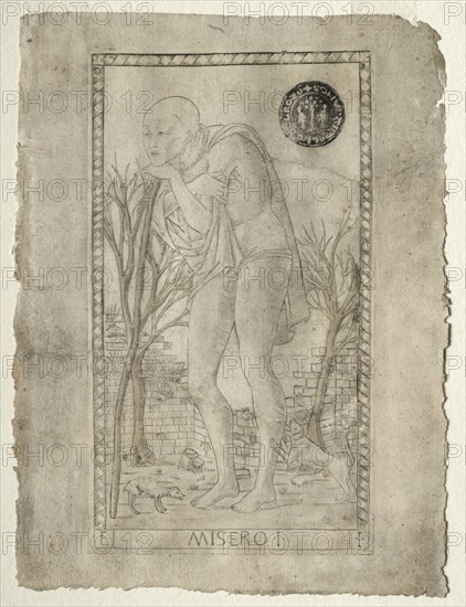 The Beggar (from the Tarocchi, series E: Conditions of Man, #1), before 1467. Creator: Master of the E-Series Tarocchi (Italian, 15th century).
