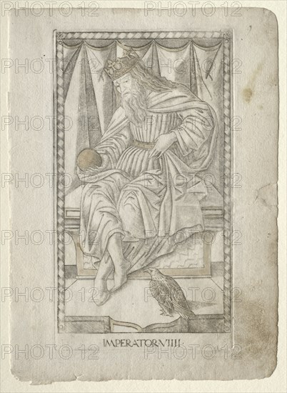 The Emperor (from the Tarocchi, series E: Conditions of Man, #9), before 1467. Creator: Master of the E-Series Tarocchi (Italian, 15th century).