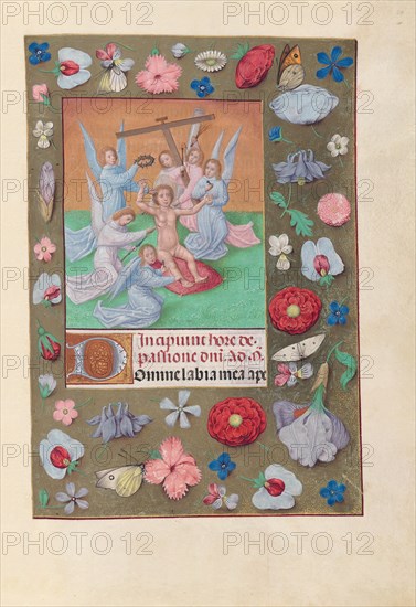 Hours of Queen Isabella the Catholic, Queen of Spain: Fol. 50r, Infant Christ..., c. 1500. Creator: Master of the First Prayerbook of Maximillian (Flemish, c. 1444-1519); Associates, and.