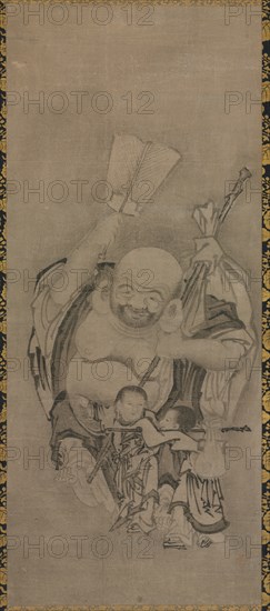 Hotei with Daoist Immortals: Hotei, c. 1575-1600. Creator: Ky?seki Tomonobu (Japanese, 1653-1721).