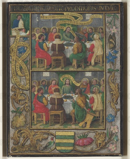 Single Leaf with Scenes from the Last Supper, c.1525-1530. Creator: Simon Bening (Flemish, 1483-1561).