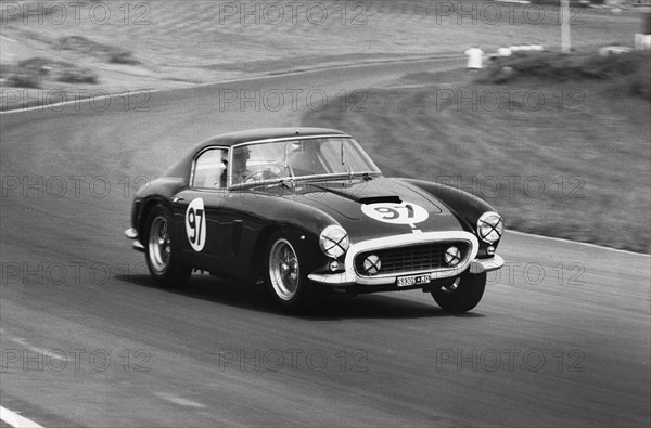 Ferrari 250 SWB driven by Michael Parkes, 1961 Brands Hatch International Meeting. Creator: Unknown.