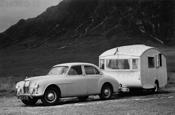 1955 MG ZA Magnette with 1954 Pipit Caravan. Creator: Unknown.