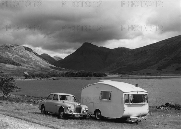 1955 MG ZA Magnette with 1954 Pipit Caravan. Creator: Unknown.