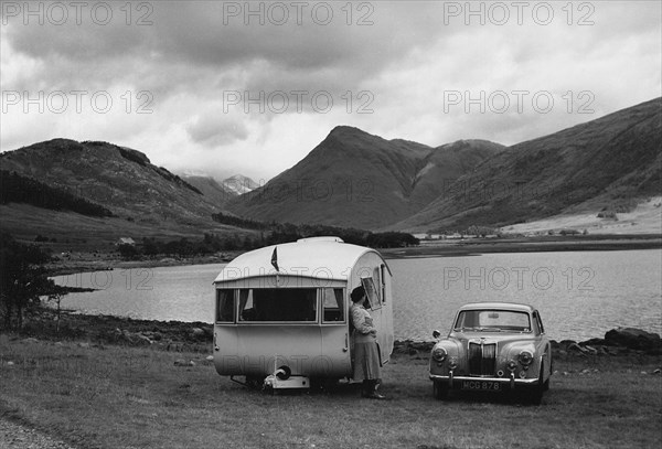 1955 MG ZA Magnette with 1954 Pipit Caravan. Creator: Unknown.