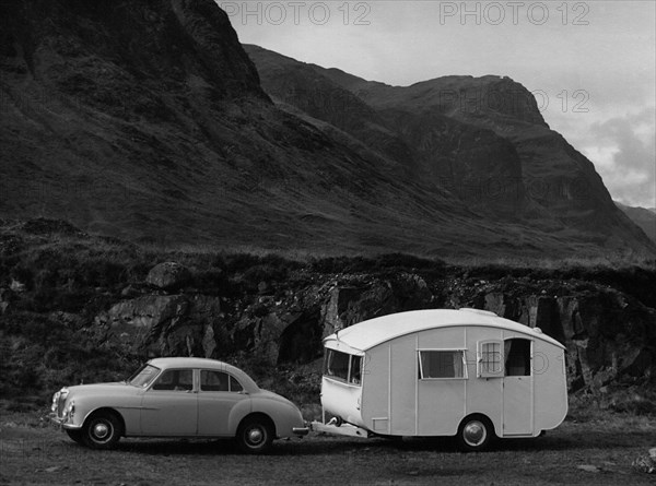 1955 MG ZA Magnette with 1954 Pipit Caravan. Creator: Unknown.