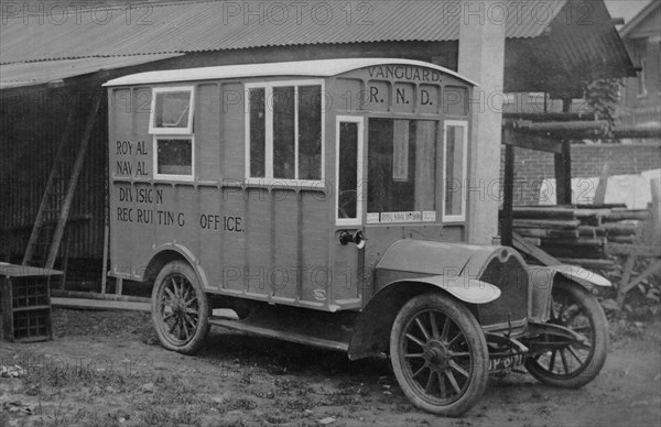 1915 Crossley Royal Naval Division mobile recruiting office. Creator: Unknown.