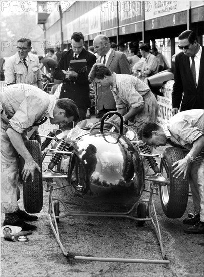 1961 Ferguson P99, Stirling Moss in pits . Creator: Unknown.