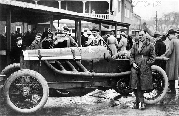 1912 Lorraine Dietrich Blue Bird at Brooklands with Malcolm Campbell. Creator: Unknown.