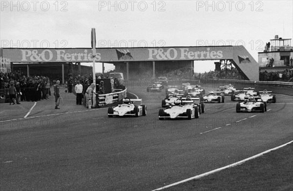 Start of F3 race at Thruxton, Senna front row on left, 4th April 1983. Creator: Unknown.