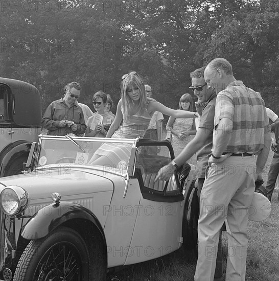 Lord Montagu with Peter Sellers and Britt Ekland at Beaulieu 1966. Creator: Unknown.