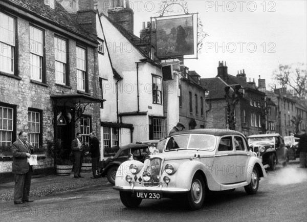 1952 Riley 2.5 litre on 1954 Lancia club spring rally . Creator: Unknown.