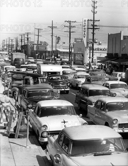 Traffic congestion in USA, 1950's. Creator: Unknown.