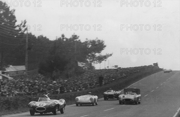 Jaguar D type, Mike Hawthorn 1954 Le Mans. Creator: Unknown.