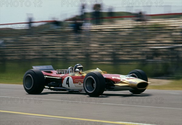 Lotus 49, Gold Leaf, driven by Jackie Oliver at the 1968 Dutch Grand Prix. Creator: Unknown.