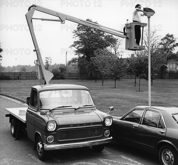 1974 Ford Transit with Liftec platform. Creator: Unknown.