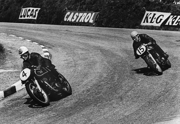 Matchless & Norton 1956 Isle of Man Tourist Trophy race. Creator: Unknown.