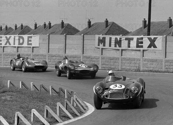 Aston Martin DB3S, Roy Salvadori, Aintree 1956. Creator: Unknown.