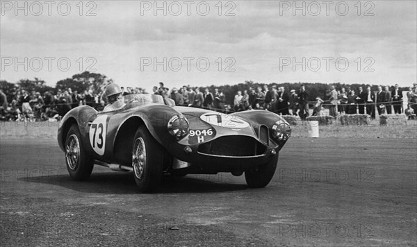 Aston Martin DB3S, racing at Chaterhall 1955. Creator: Unknown.
