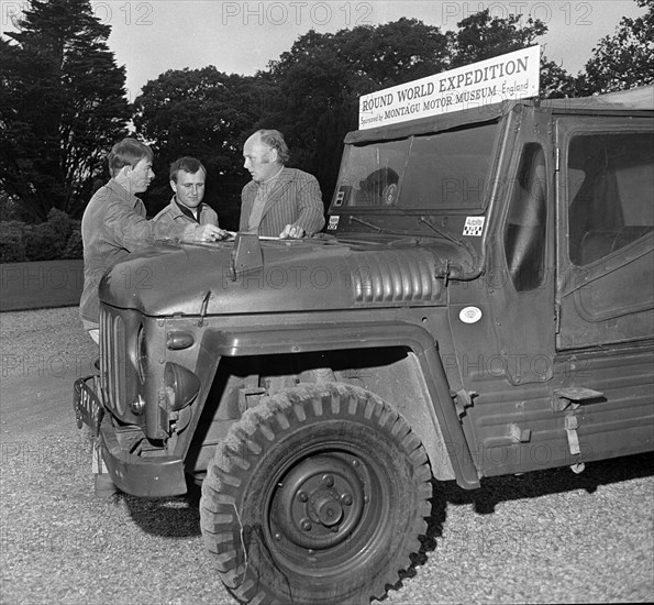 Austin Champ at Beaulieu 1968 Lord Montagu with James Mathieson and Barry Hale. Creator: Unknown.