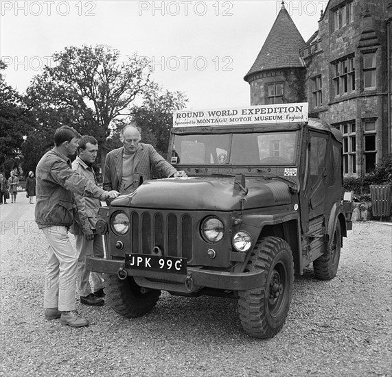 Austin Champ at Beaulieu 1968 Lord Montagu with James Mathieson and Barry Hale. Creator: Unknown.