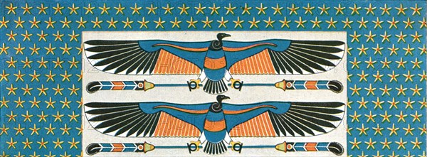 Detail of ceiling painting in the tomb of Bekenranef at Sakkara, Egypt, (1928). Creator: Unknown.